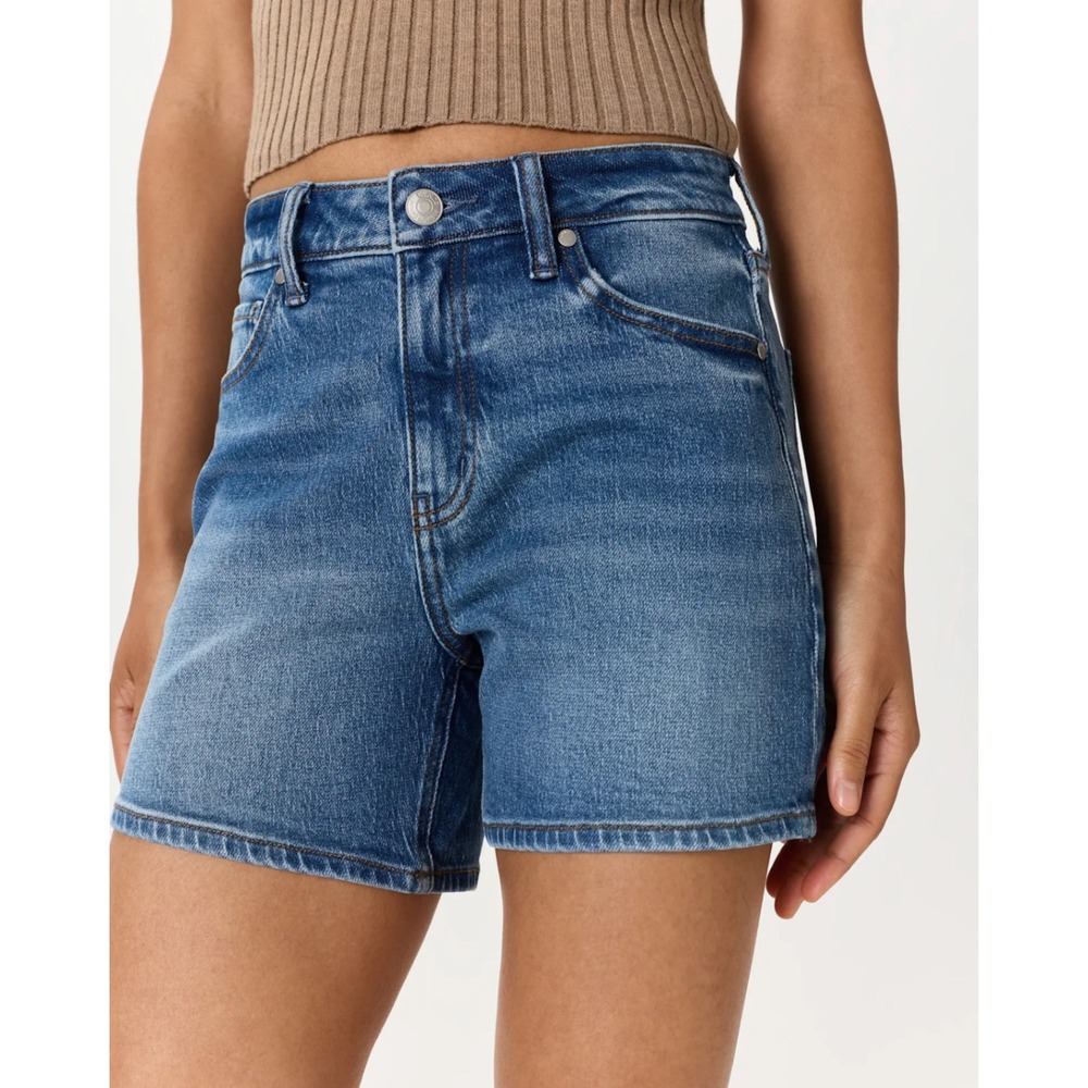 Quince Organic Cotton Stretch Denim Shorts Medium Wash Blue Womens
